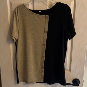 Chic Two-Tone Button-Down Women's Shirt